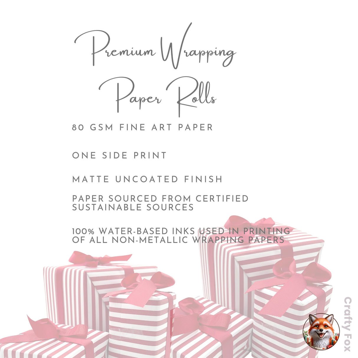 Red Candy Stripe Gift Wrapping Paper - 80gsm | 60cm Wide