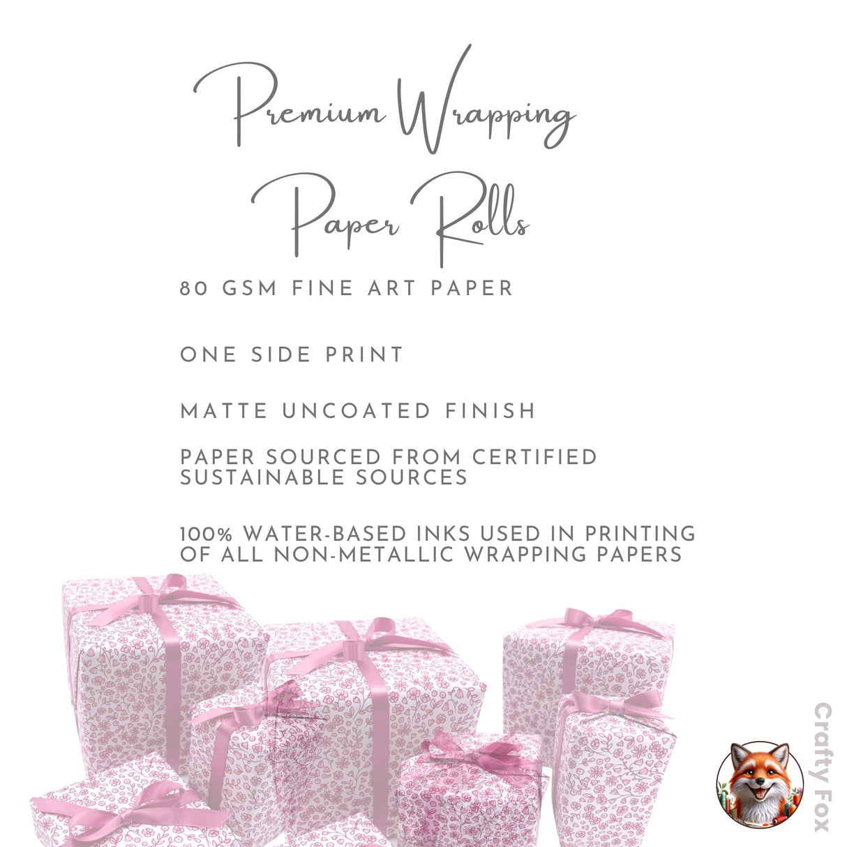 Pink Posy Floral Gift Wrapping Paper Cottagecore Valentines Gift paper - Elegant 80gsm Wrap Solutions