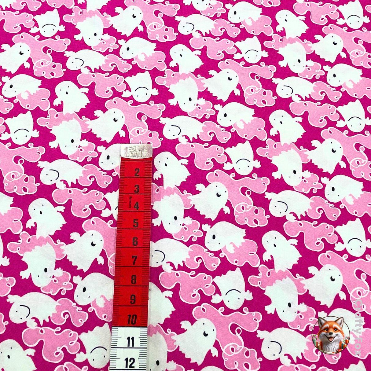 Ghosts Happy Halloween Pink Fabric by David Walker on Vampire Pink - DW103.0Vamp