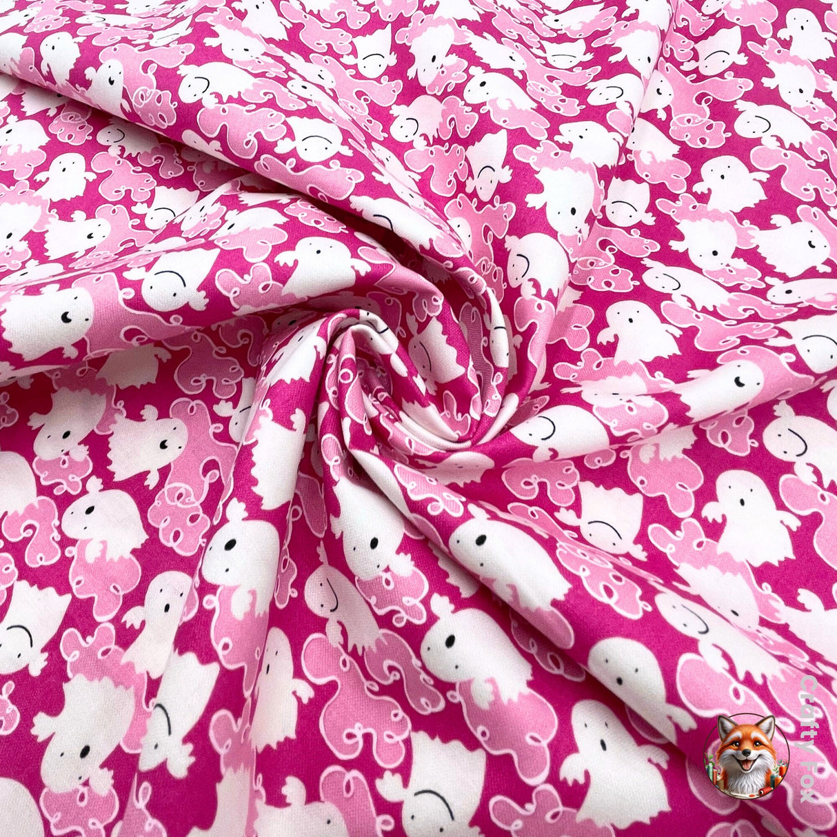 Swirl fabric of pink ghosts