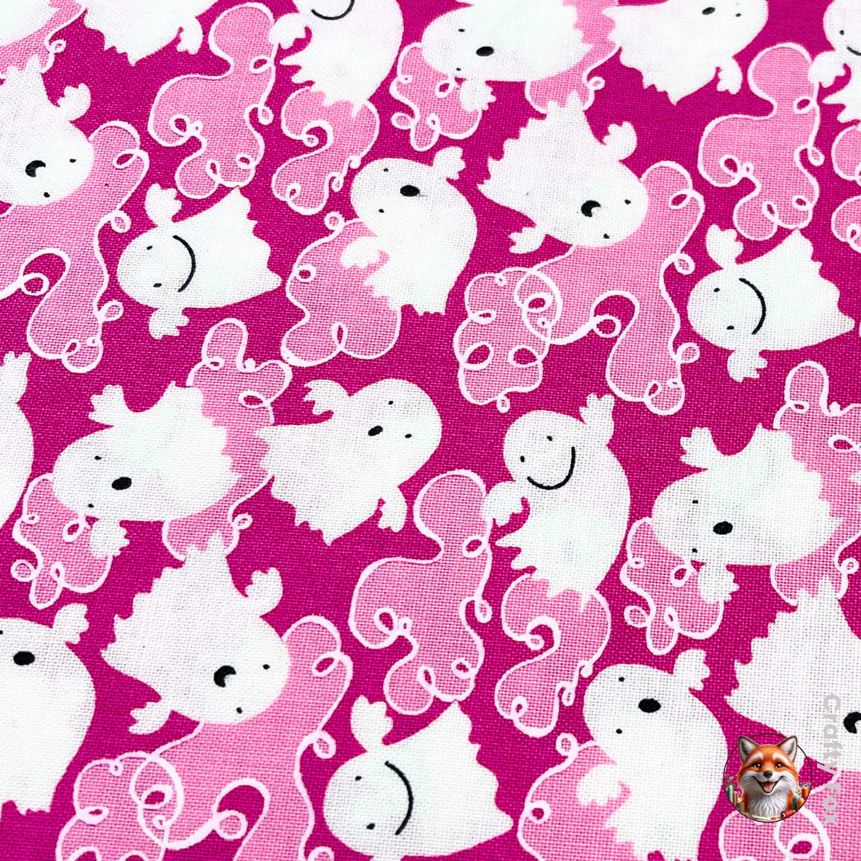 Pink Ghosts fabric, rare fabric by designer David Walker for FreeSpirit