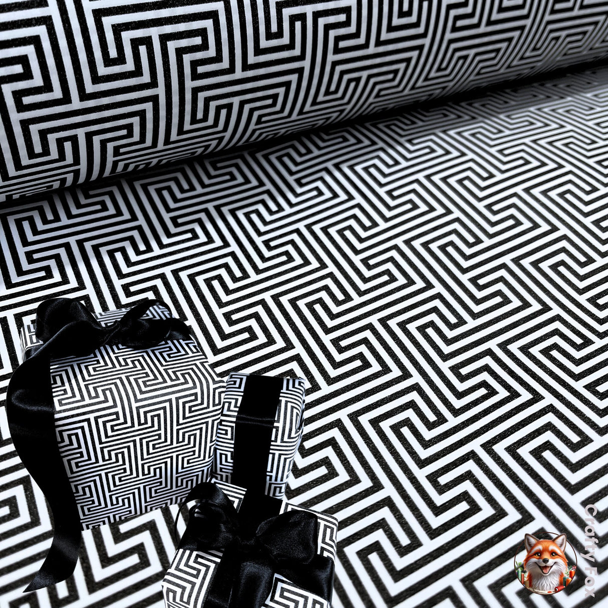 Black White Geometric Gift Wrapping Paper - 80gsm High Quality Uncoated Wrap Paper