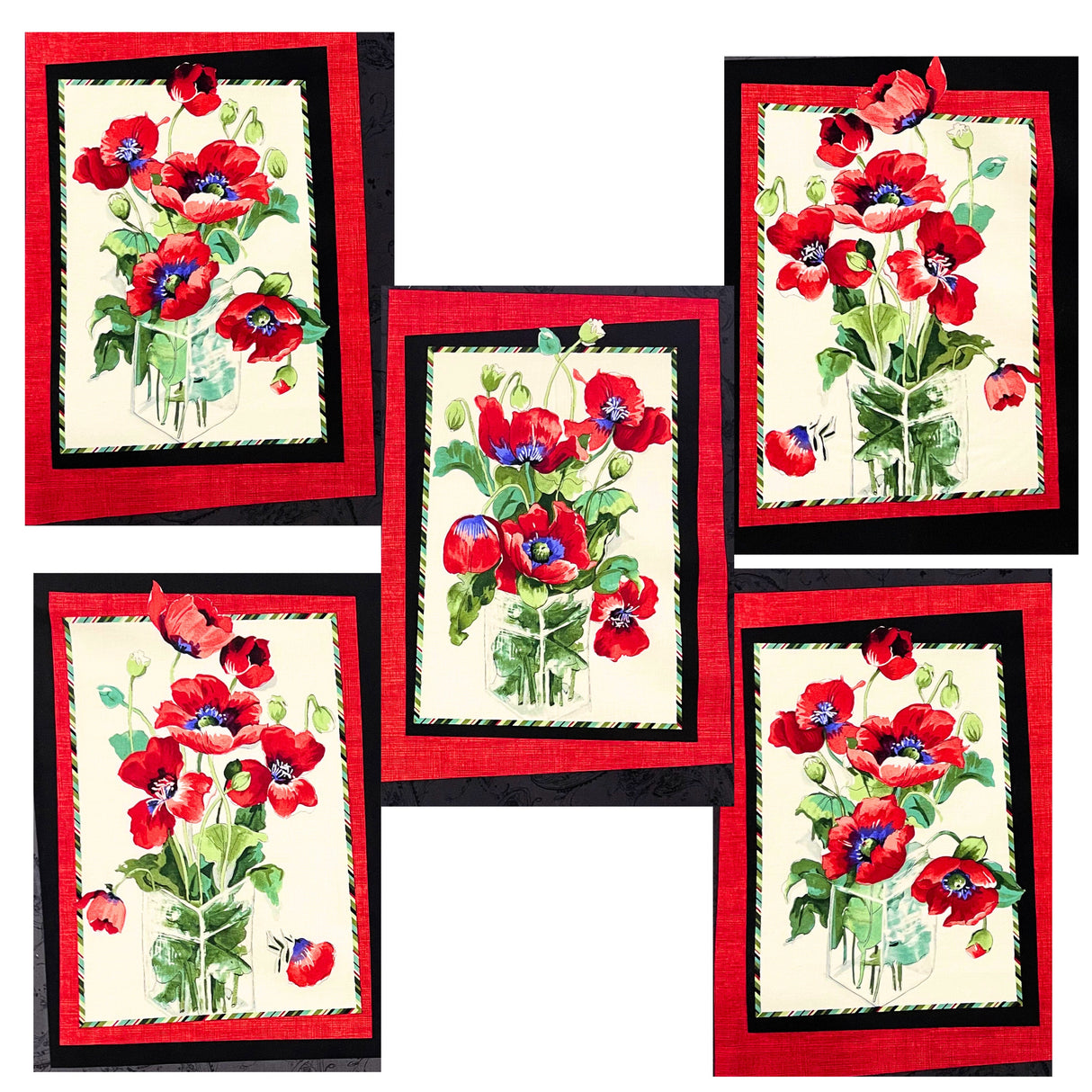 Fresh Cut Poppies Panel Fabric by Michele D' Amore | Timeless Treasures TT4723-PANEL