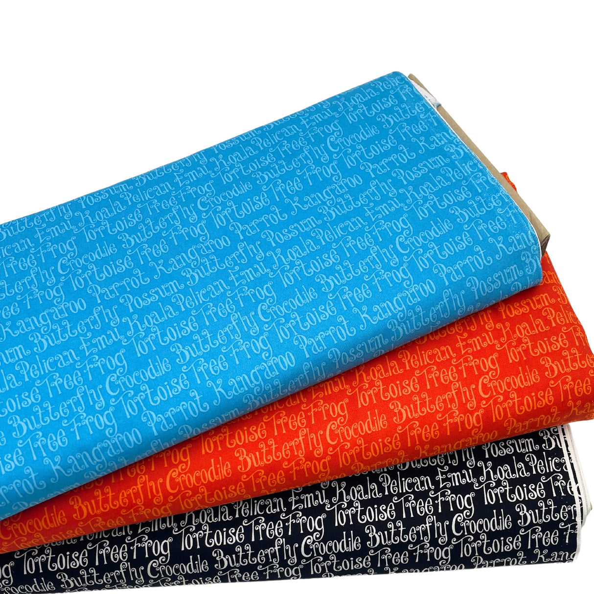 Animal Words Fabric, Possum, Crocodile, Koala, Kangaroo Aussie Mates by Henry Glass