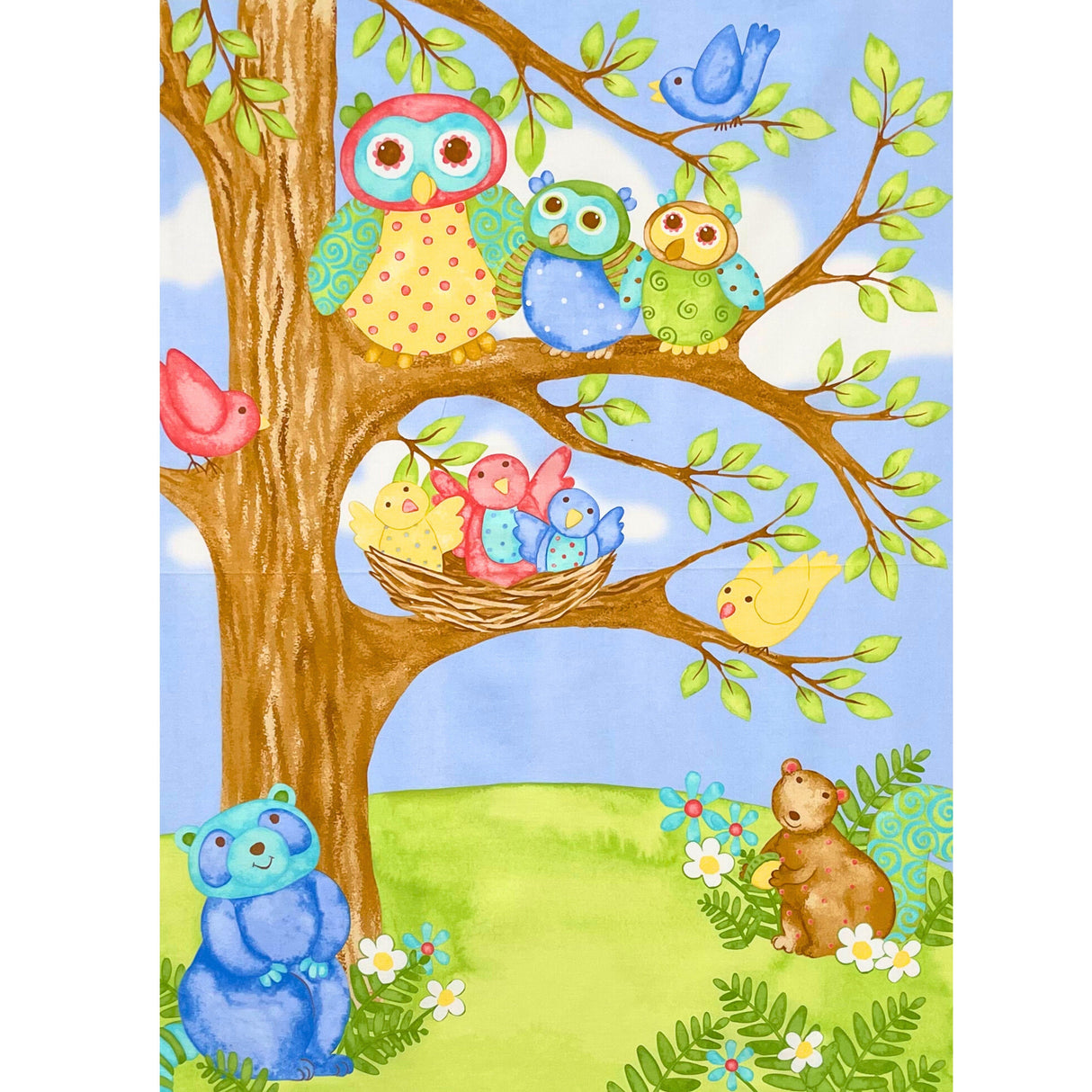 Woodland Friends Fabric Panel, Rare by Debi Hron | Baby Cot Quilt & Nursery Decor