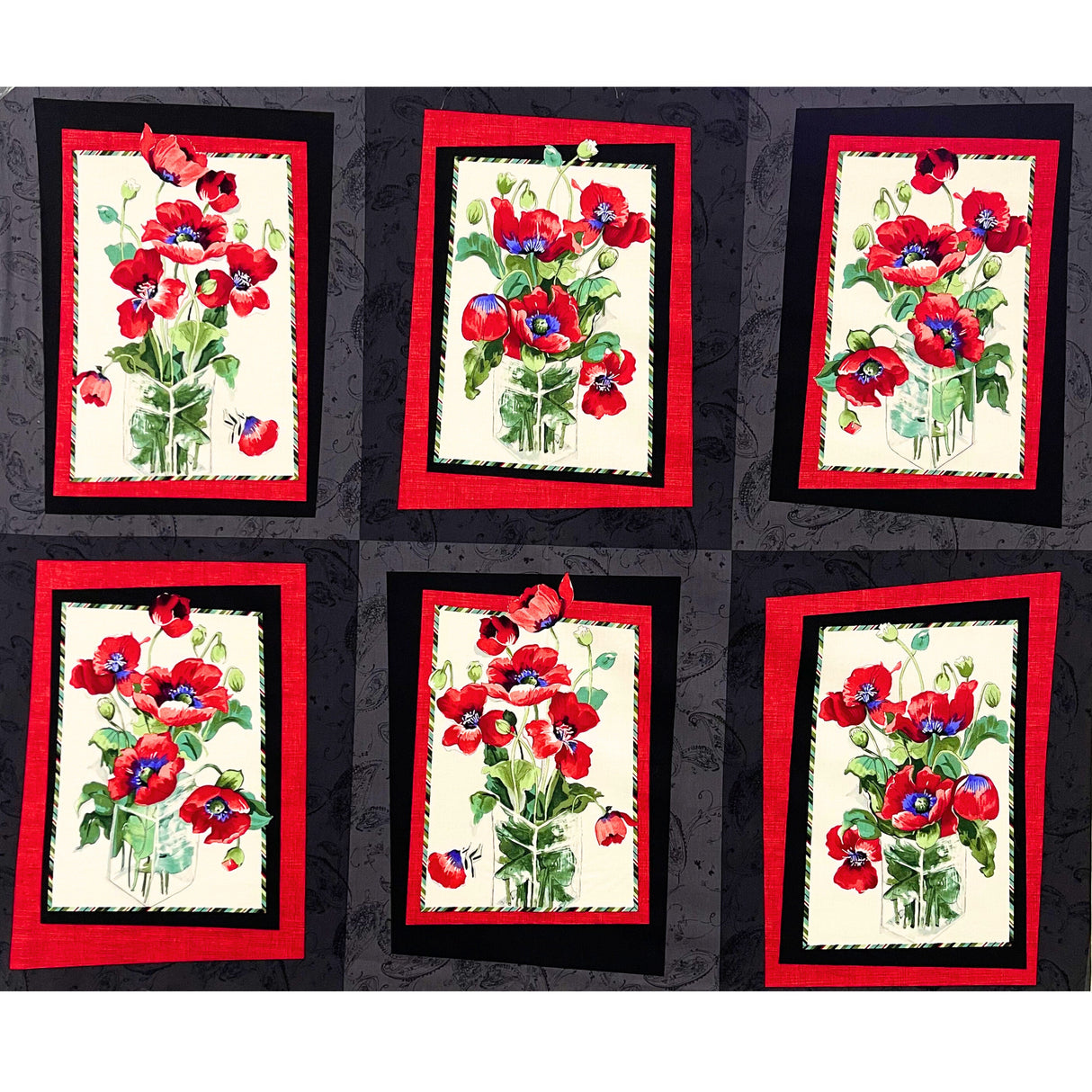 Fresh Cut Poppies Panel Fabric by Michele D' Amore | Timeless Treasures TT4723-PANEL