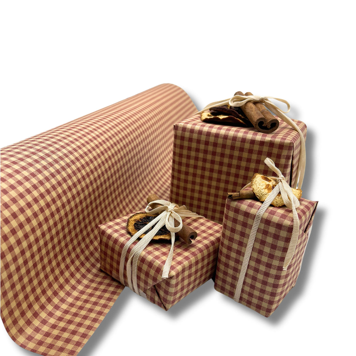 Gingham Spice Red Gift Wrap Paper 80gsm | Eco-Friendly Wrapping Paper 60cm Wide