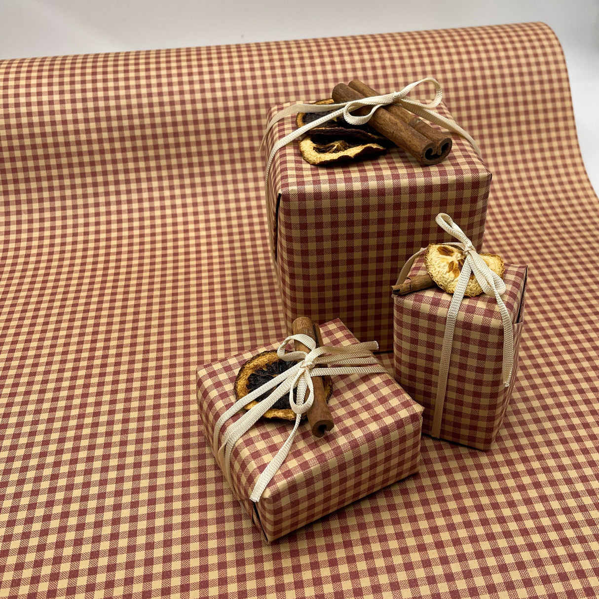 Gingham Spice Red Gift Wrap Paper 80gsm | Eco-Friendly Wrapping Paper 60cm Wide