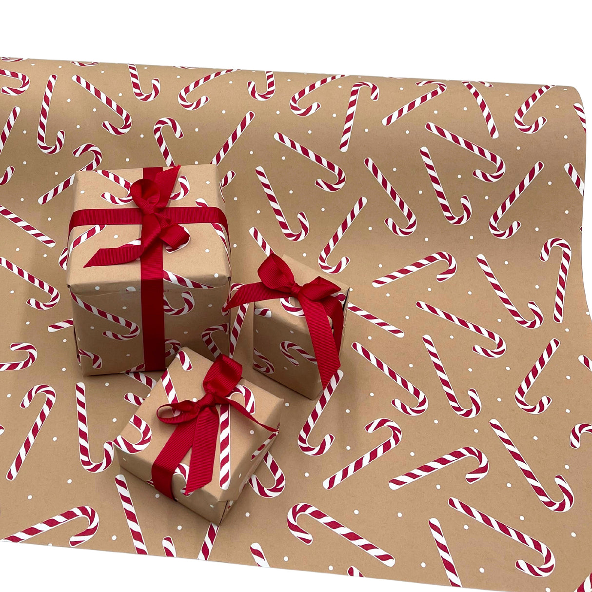 Candy Cane Ginger Red Gift Wrapping Paper – 80gsm, 60cm Wide | Festive Christmas Wrap