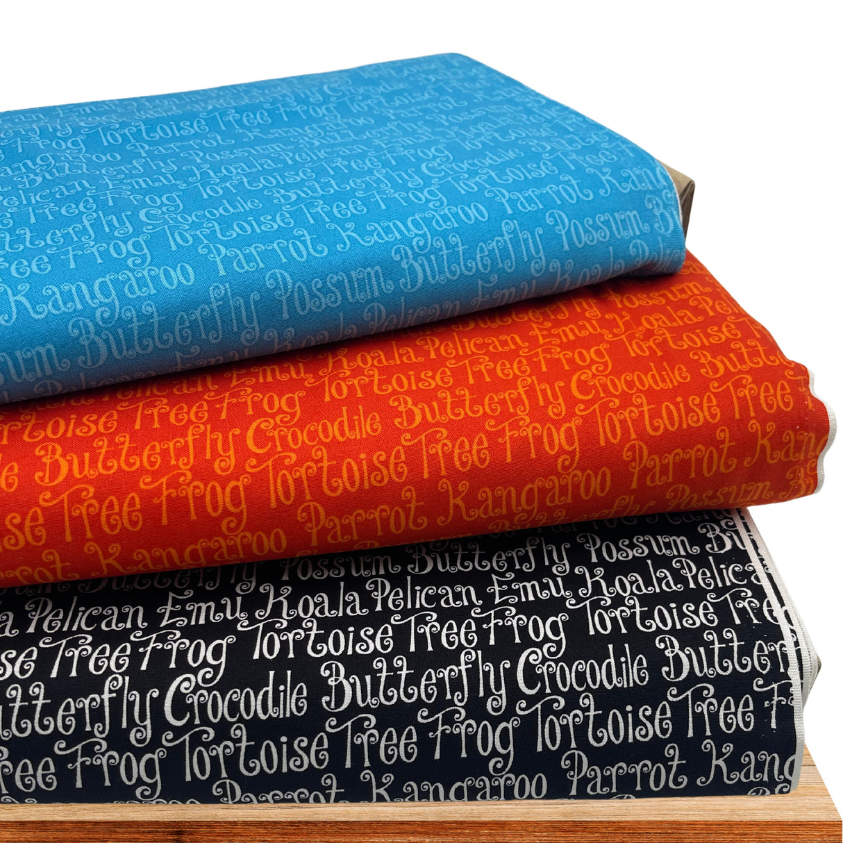 Animal Words Fabric, Possum, Crocodile, Koala, Kangaroo Aussie Mates by Henry Glass