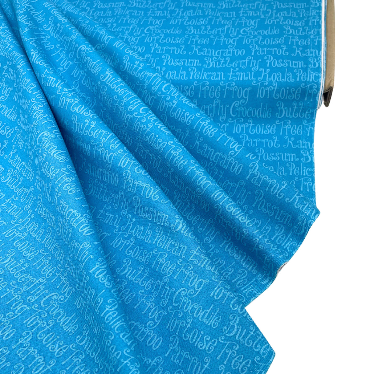 Animal Words Fabric, Possum, Crocodile, Koala, Kangaroo Aussie Mates by Henry Glass