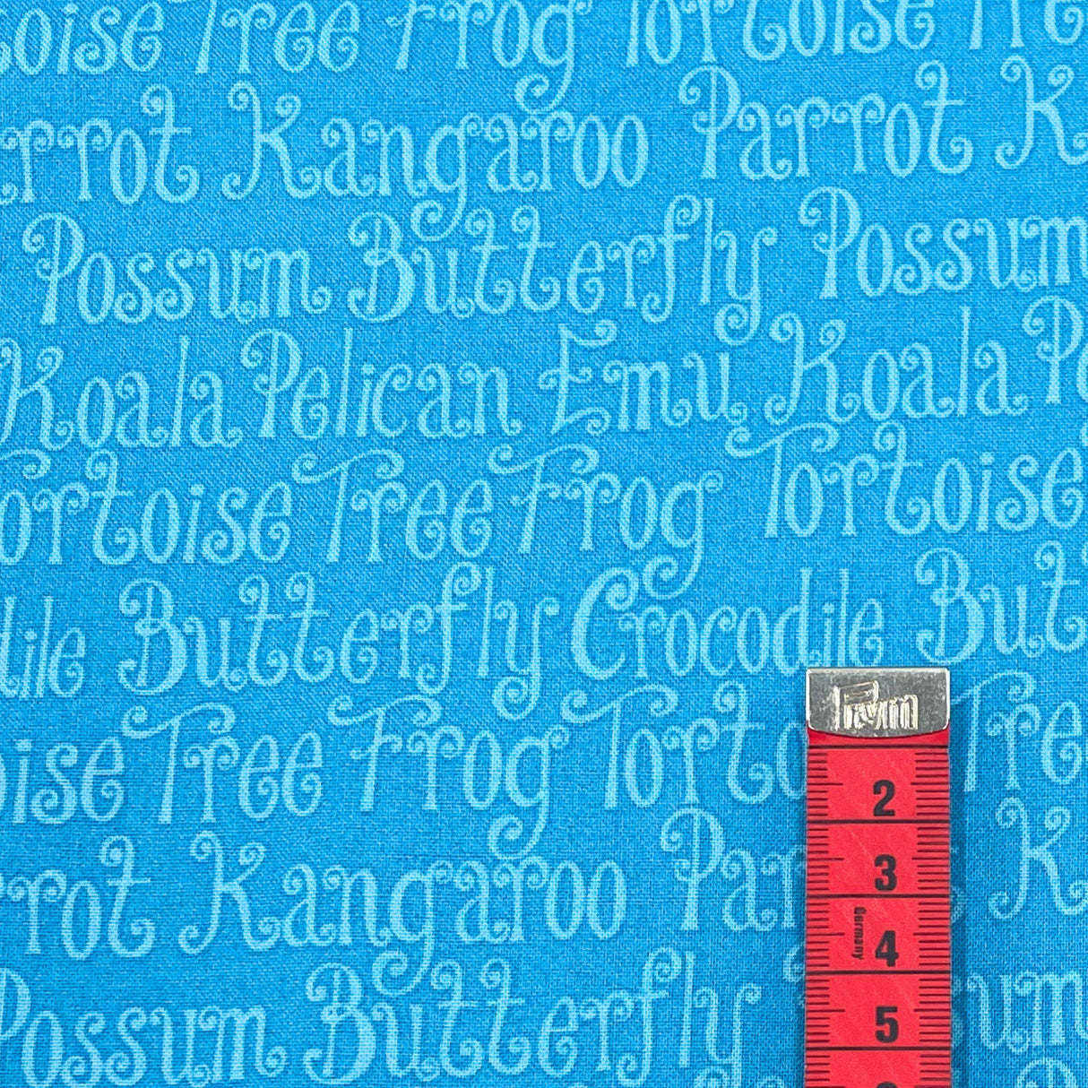 Animal Words Fabric, Possum, Crocodile, Koala, Kangaroo Aussie Mates by Henry Glass