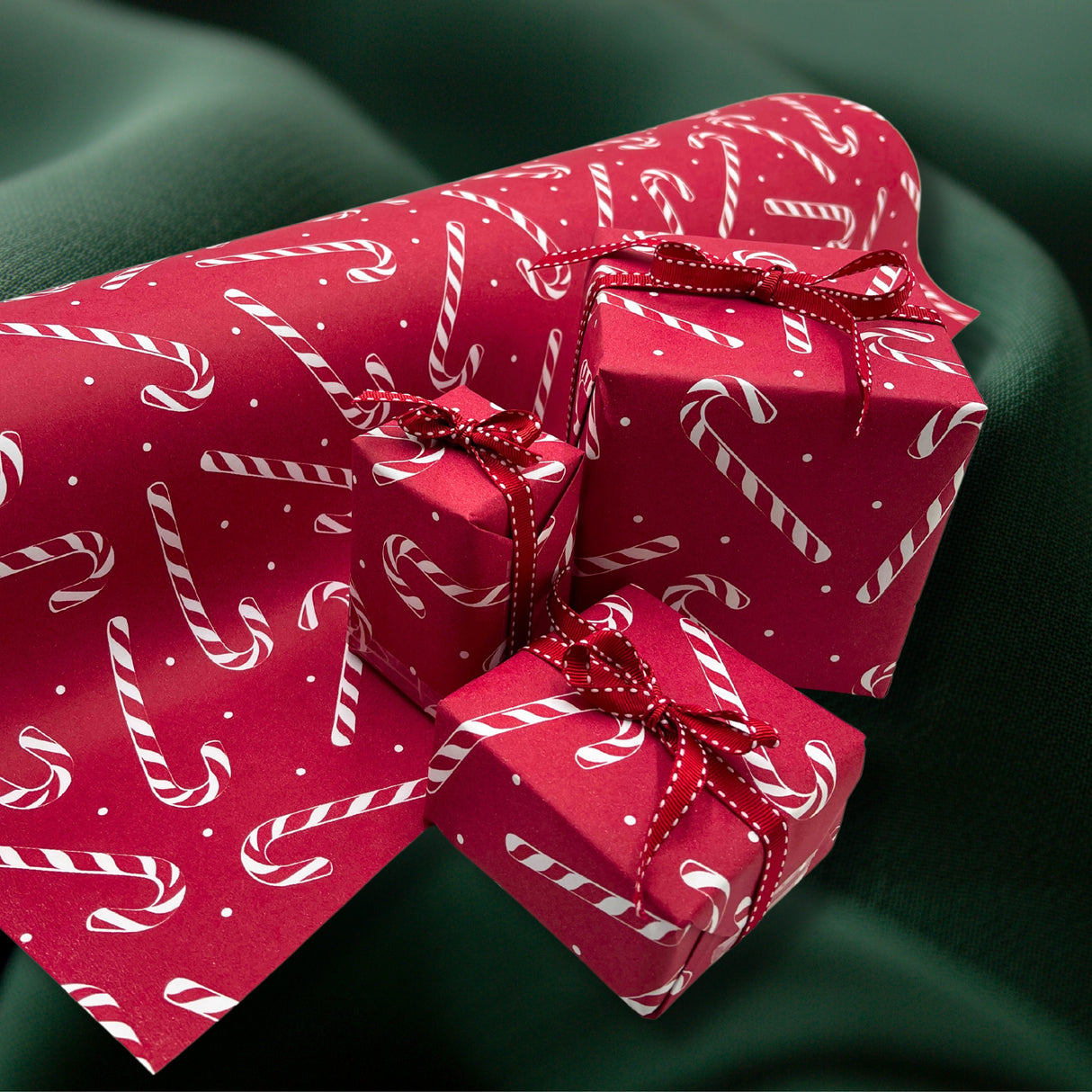 Candy Cane Red Gift Wrapping Paper – 80gsm, 60cm Wide | Festive Christmas Wrap