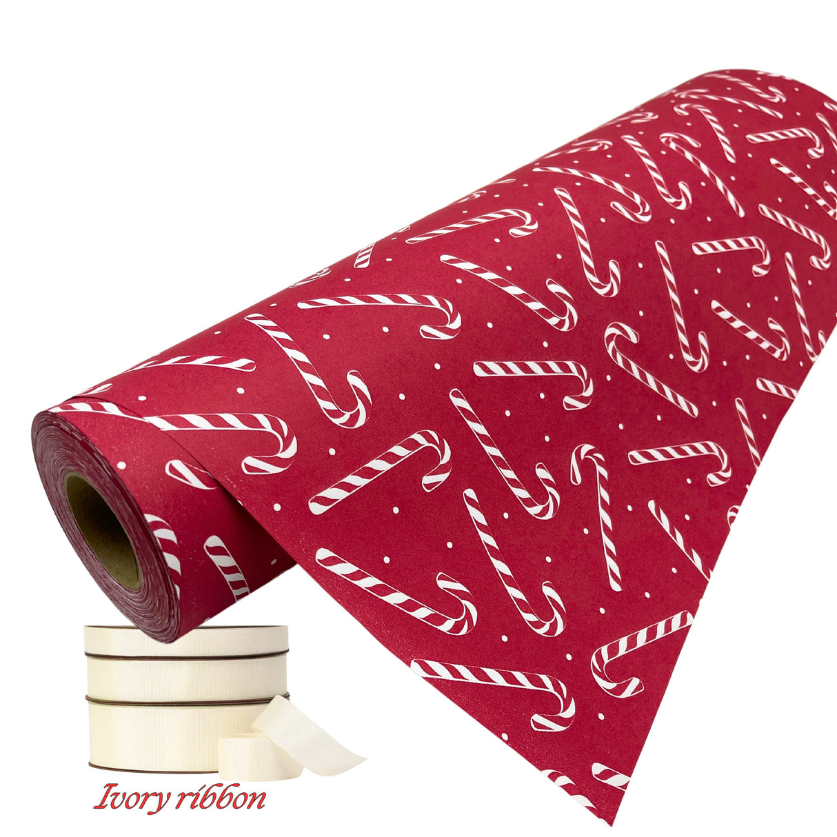 Candy Cane Red Gift Wrapping Paper – 80gsm, 60cm Wide | Festive Christmas Wrap