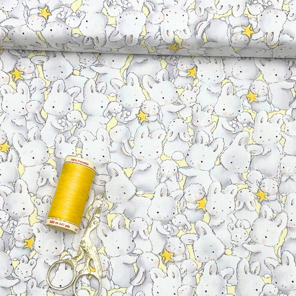 Bunnies by the bay Timeless Treasure Grey Bunnies Cotton Fabric. TT-C6492