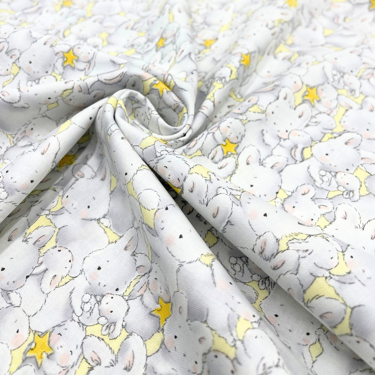 Bunnies by the bay Timeless Treasure Grey Bunnies Cotton Fabric. TT-C6492