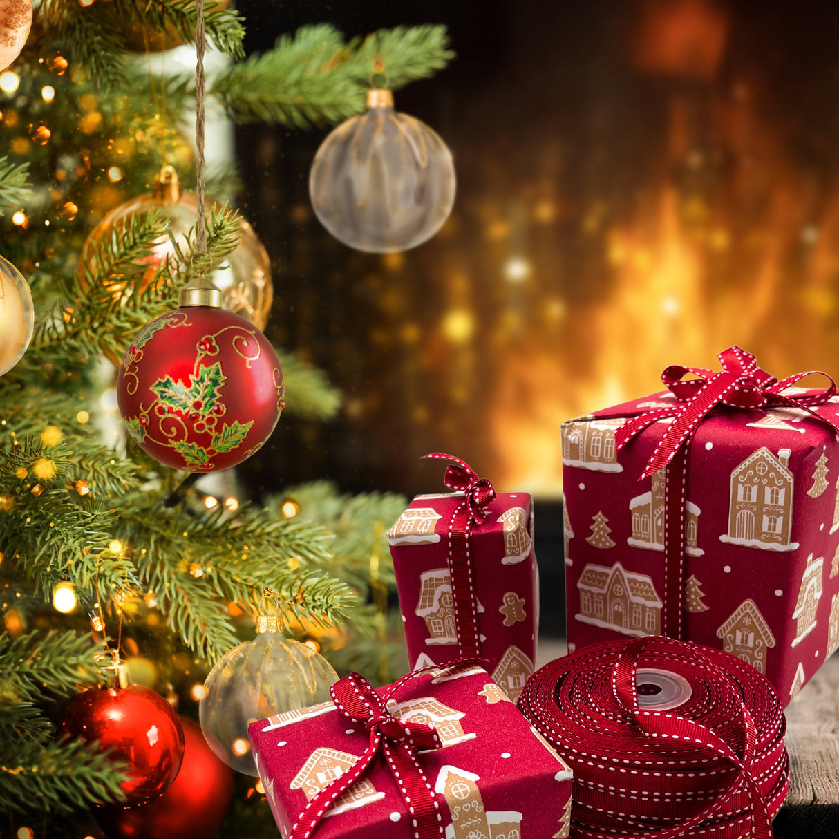 Gingerbread House Gift Wrapping Paper – Festive Christmas Wrap | 80gsm, 60cm Wide