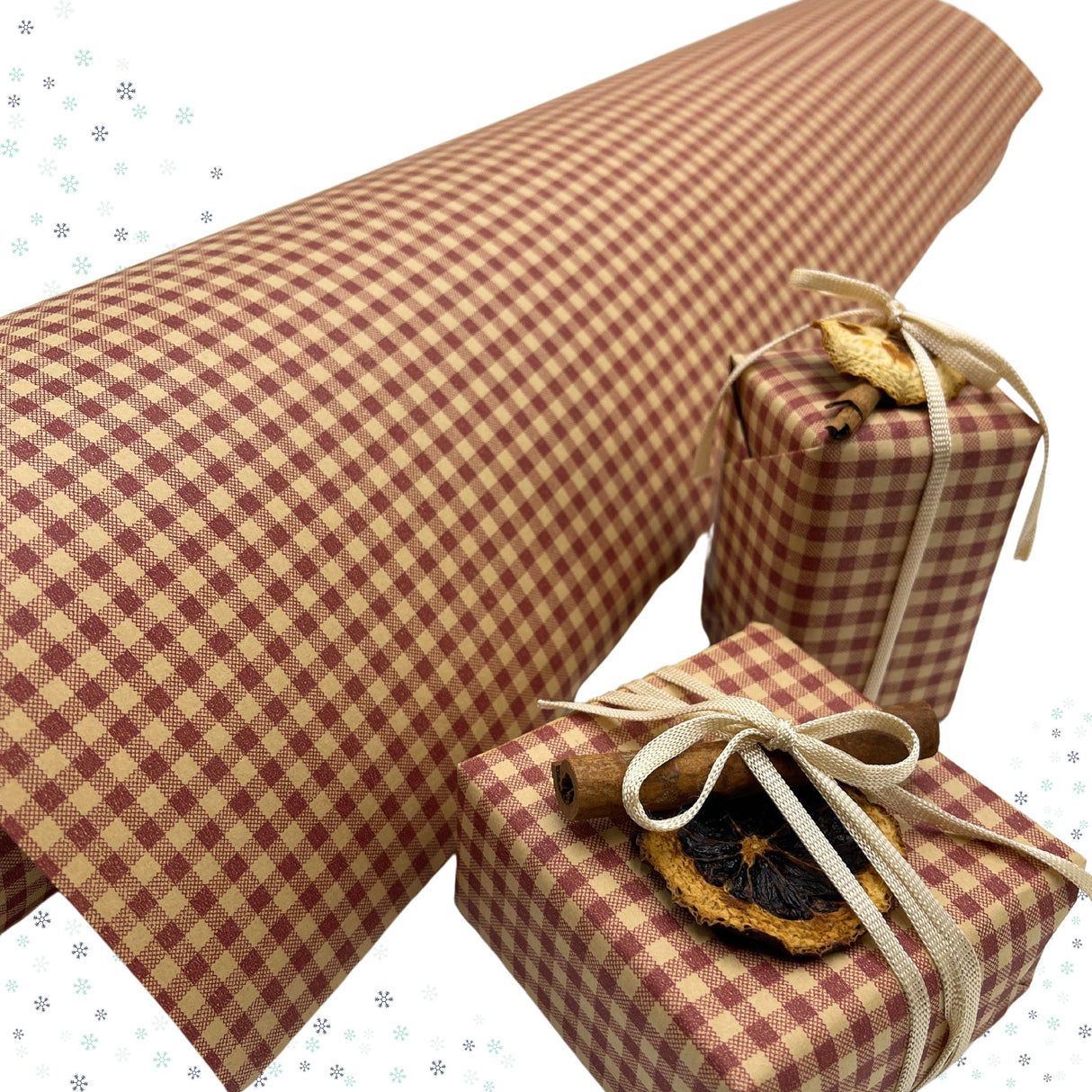 Gingham Spice Red Gift Wrap Paper 80gsm | Eco-Friendly Wrapping Paper 60cm Wide
