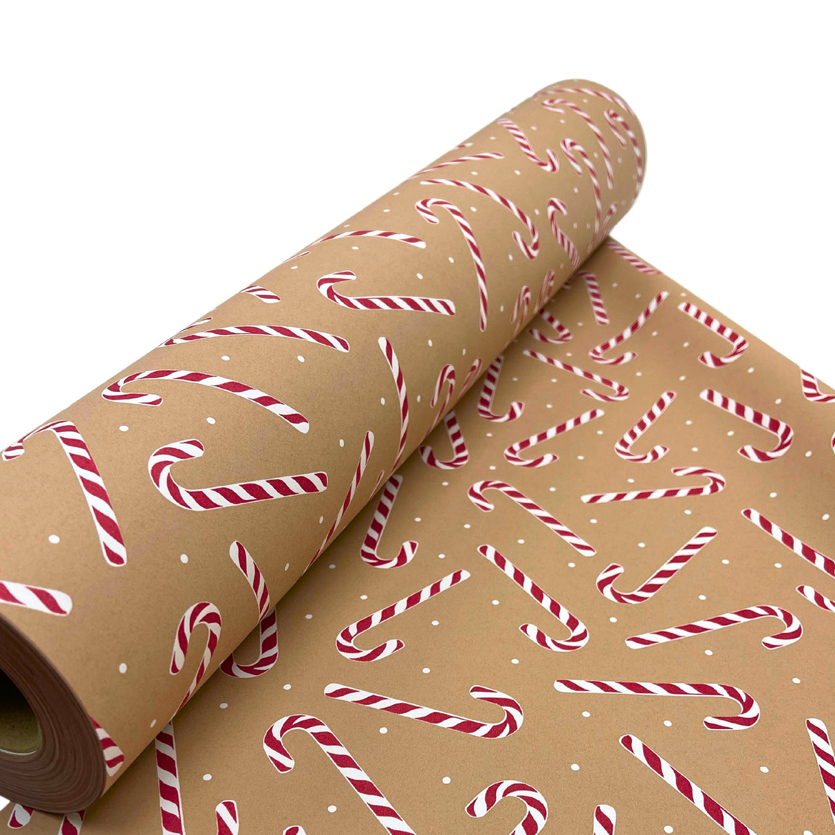 Candy Cane Ginger Red Gift Wrapping Paper – 80gsm, 60cm Wide | Festive Christmas Wrap