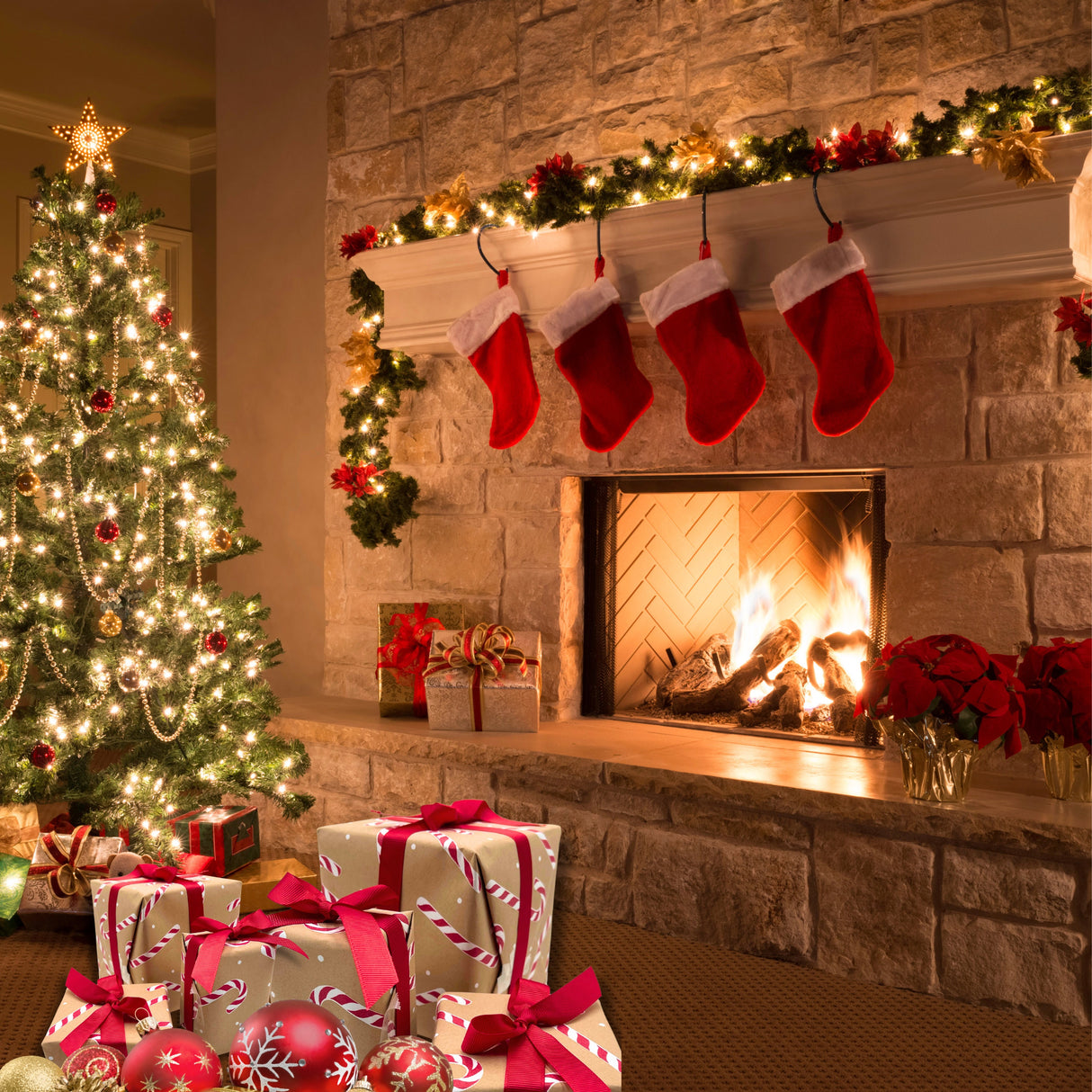 Candy Cane Ginger Red Gift Wrapping Paper – 80gsm, 60cm Wide | Festive Christmas Wrap