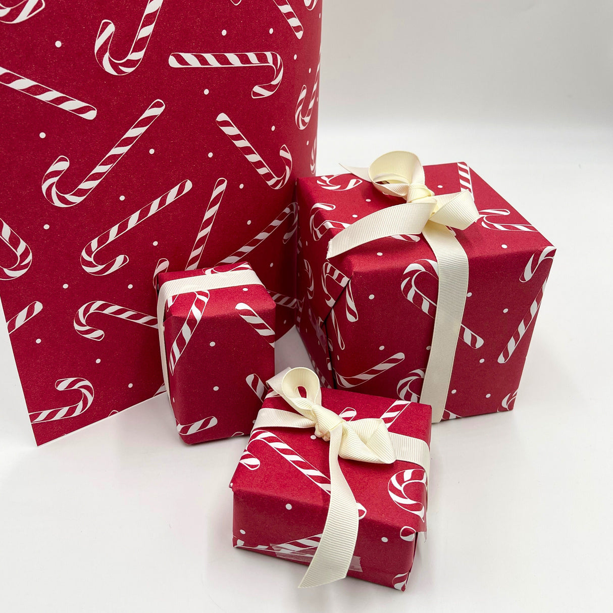 Candy Cane Red Gift Wrapping Paper – 80gsm, 60cm Wide | Festive Christmas Wrap