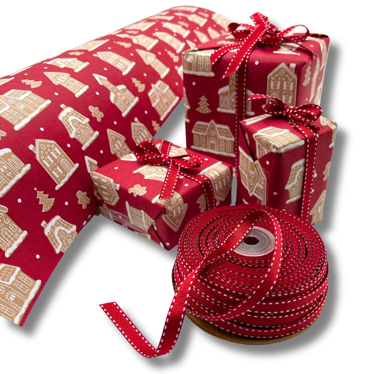Gingerbread House Gift Wrapping Paper – Festive Christmas Wrap | 80gsm, 60cm Wide
