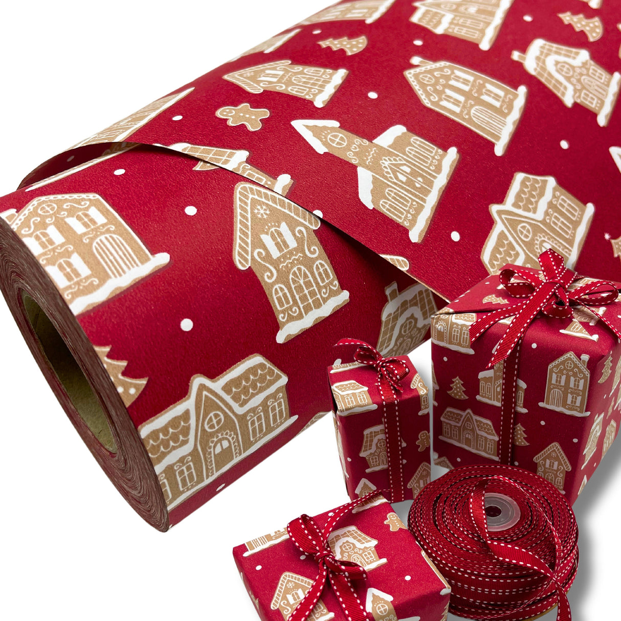 Gingerbread House Gift Wrapping Paper – Festive Christmas Wrap | 80gsm, 60cm Wide