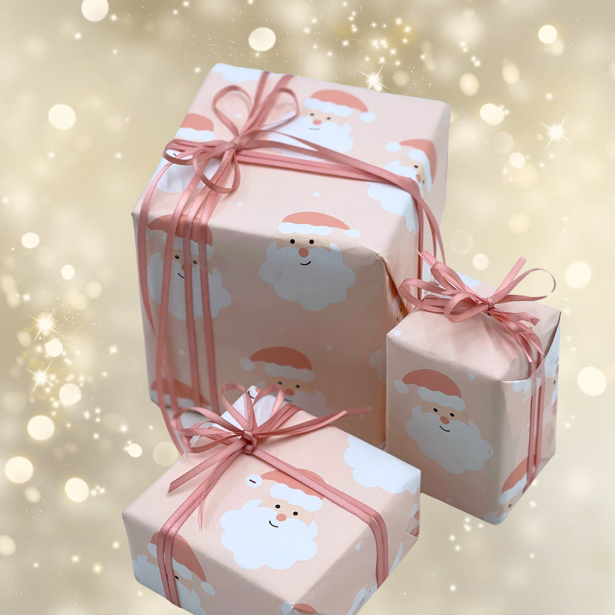 Santa Wrapping Paper in Blush, Eco-friendly Gift Wrap - Sustainable Stylish Paper