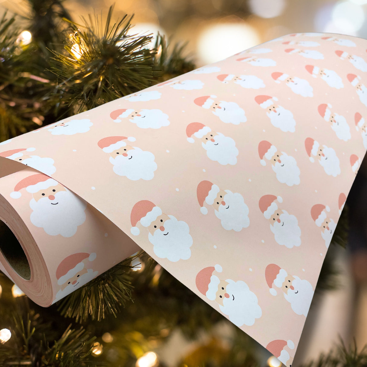 Santa Wrapping Paper in Blush, Eco-friendly Gift Wrap - Sustainable Stylish Paper