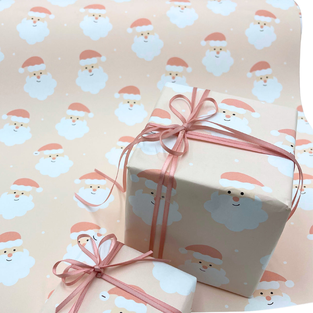 Santa Wrapping Paper in Blush, Eco-friendly Gift Wrap - Sustainable Stylish Paper