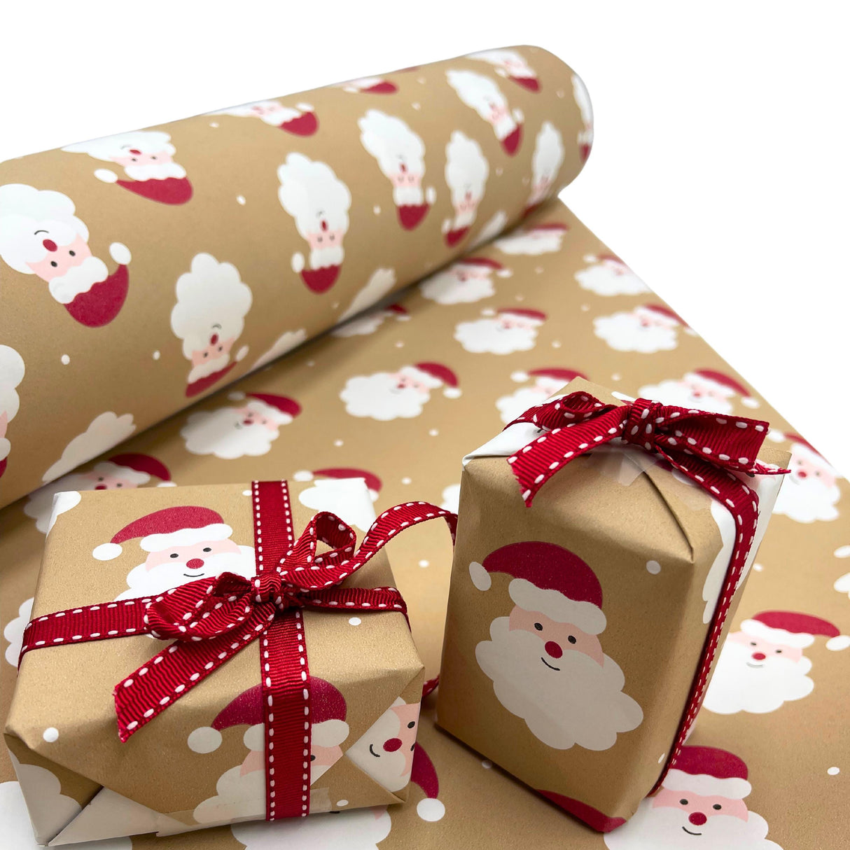 Santa Wrapping Paper Red - Eco-Friendly Saint Nick Gift Wrap | Sustainable Stylish Paper