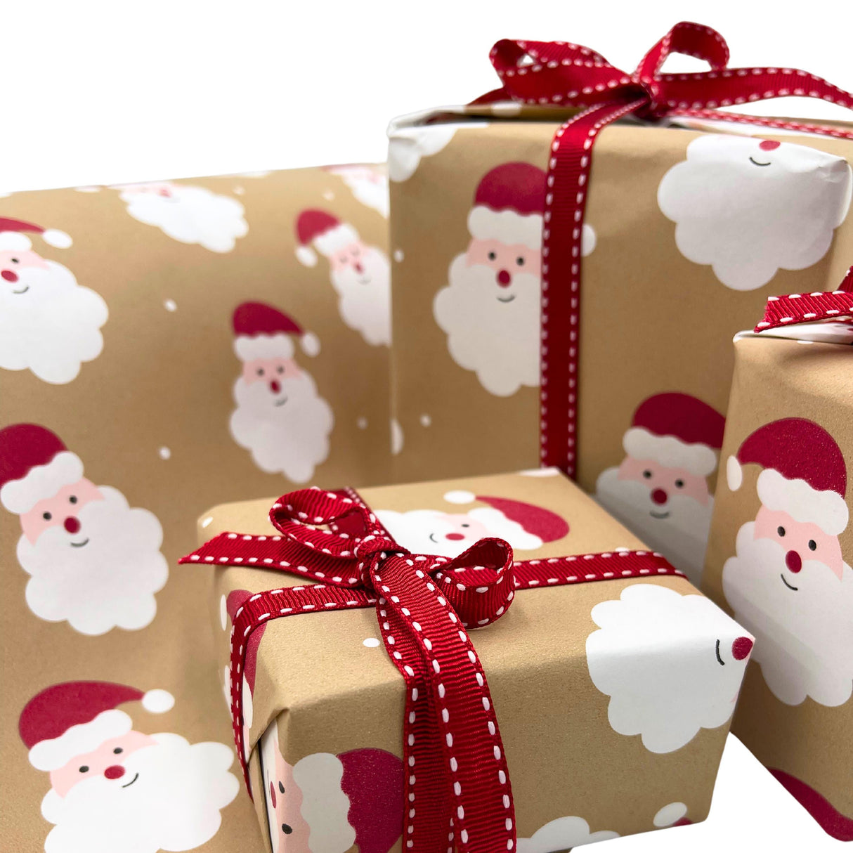 Santa Wrapping Paper Red - Eco-Friendly Saint Nick Gift Wrap | Sustainable Stylish Paper