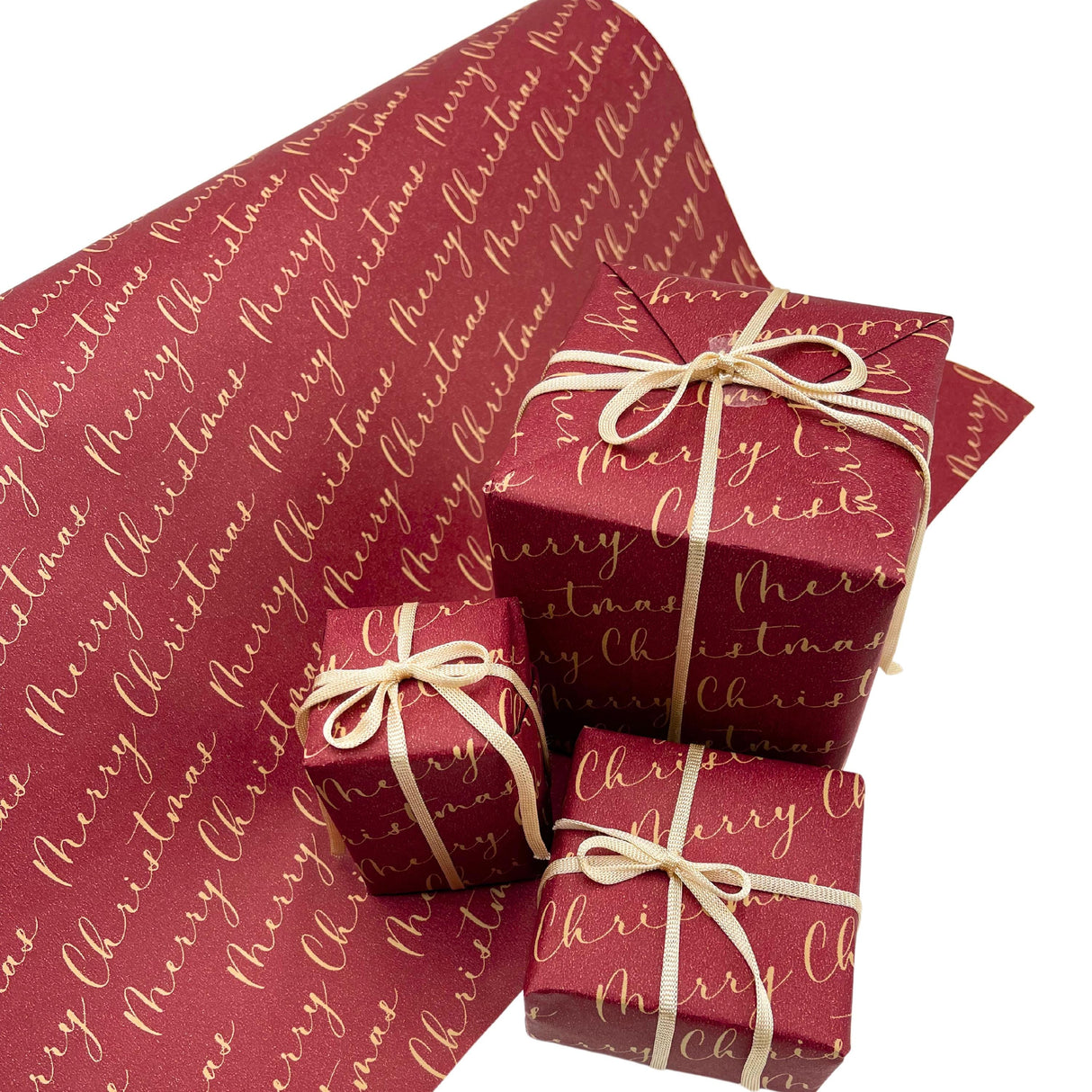 Merry Christmas Wrapping Paper – Sustainable Gift Wrap with Festive Greetings, Delivered Crease-Free