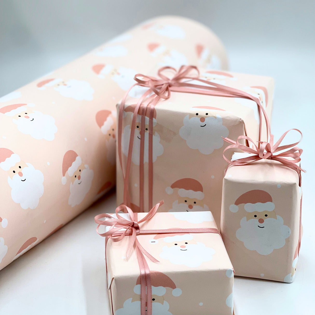 Santa Wrapping Paper in Blush, Eco-friendly Gift Wrap - Sustainable Stylish Paper