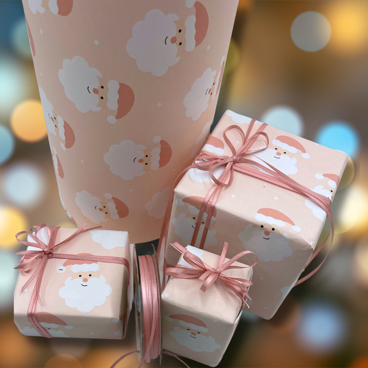 Santa Wrapping Paper in Blush, Eco-friendly Gift Wrap - Sustainable Stylish Paper