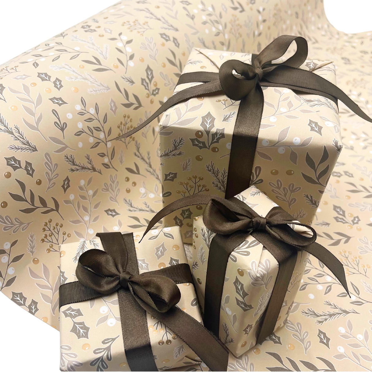 Foliage Latte Gift Wrapping Paper | Eco-Friendly, 80gsm, 60cm Wide