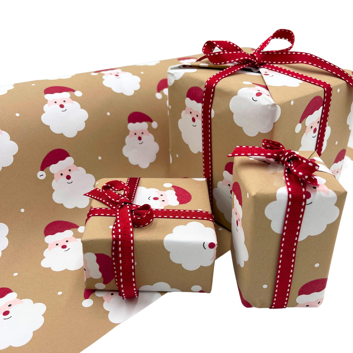 Santa Wrapping Paper Red - Eco-Friendly Saint Nick Gift Wrap | Sustainable Stylish Paper