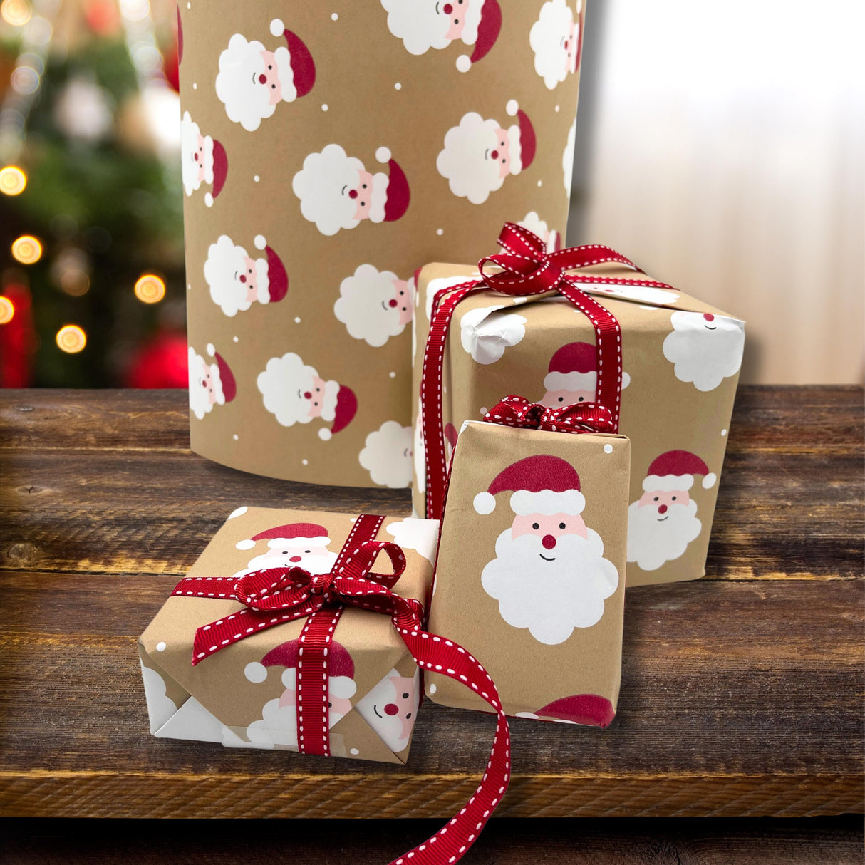 Santa Wrapping Paper Red - Eco-Friendly Saint Nick Gift Wrap | Sustainable Stylish Paper