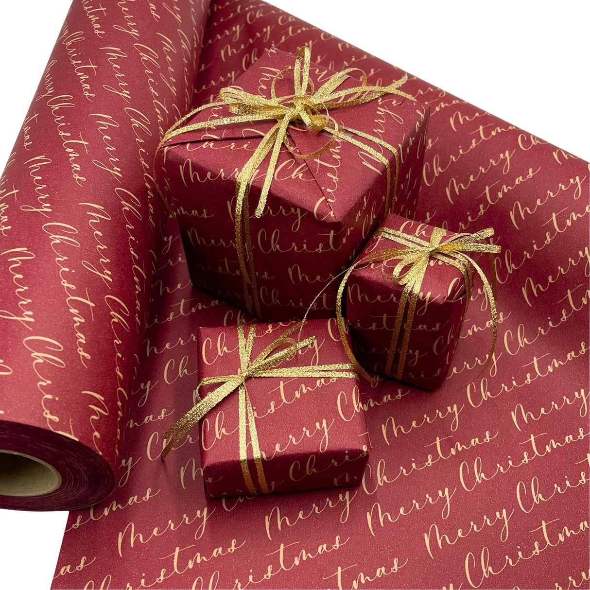 Merry Christmas Wrapping Paper – Sustainable Gift Wrap with Festive Greetings, Delivered Crease-Free
