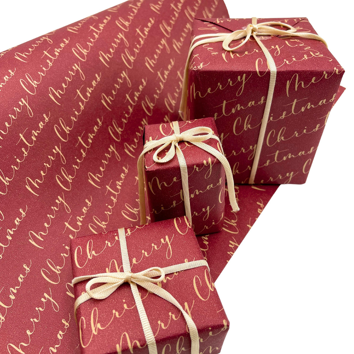 Merry Christmas Wrapping Paper – Sustainable Gift Wrap with Festive Greetings, Delivered Crease-Free