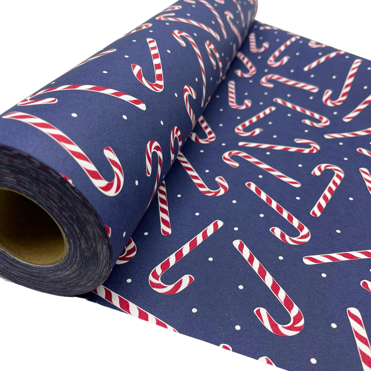 Candy Cane Navy Gift Wrapping Paper – Festive Christmas Wrap | Eco-Friendly & High-Quality 80gsm Paper