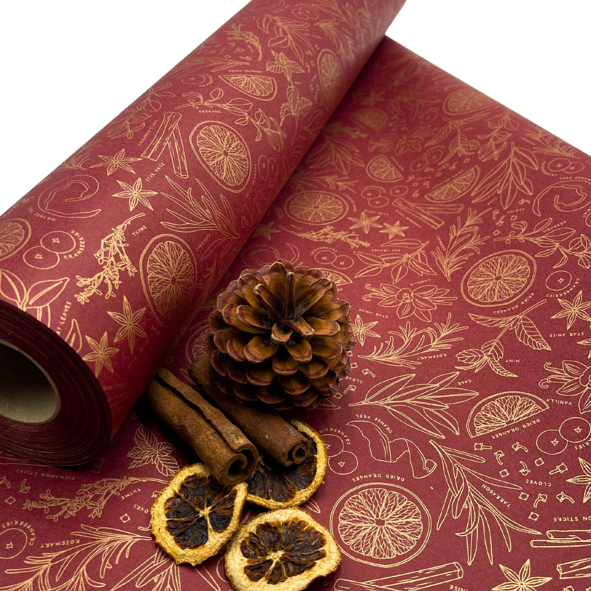 Sugar and Spice Red Gift Wrapping Paper – 80gsm, 60cm Wide | Festive Eco-Friendly Christmas Wrap