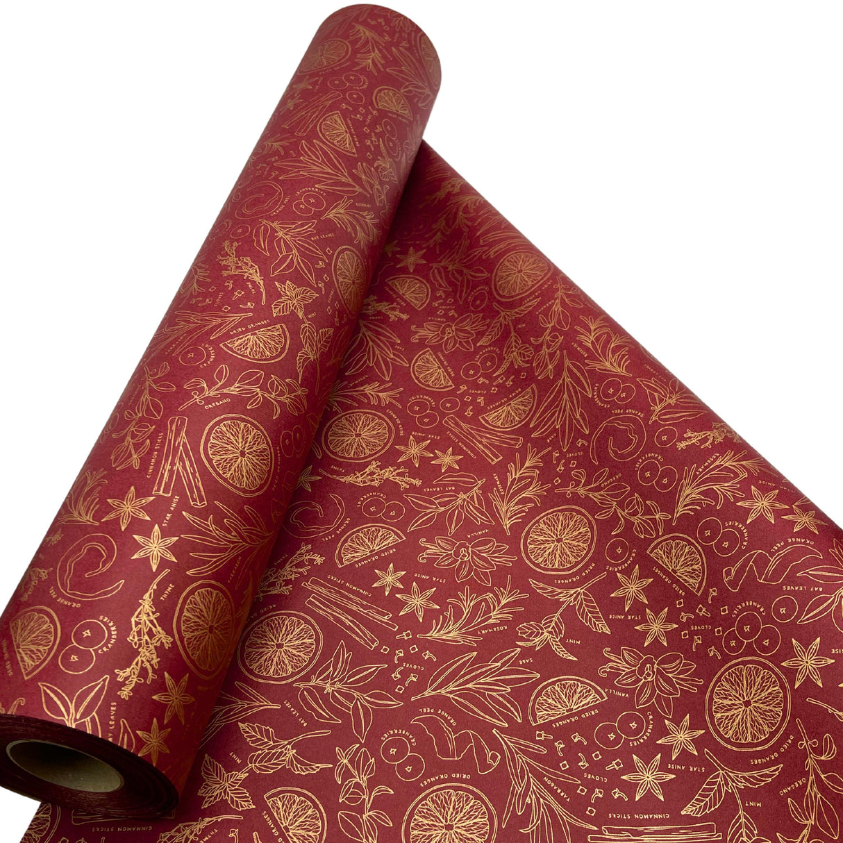 Sugar and Spice Red Gift Wrapping Paper – 80gsm, 60cm Wide | Festive Eco-Friendly Christmas Wrap