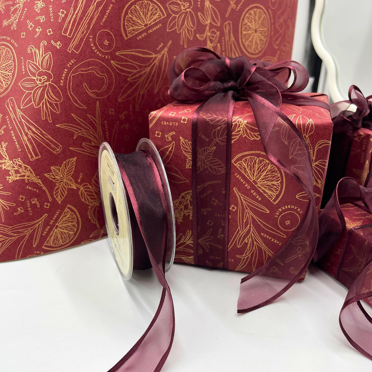 Sugar and Spice Red Gift Wrapping Paper – 80gsm, 60cm Wide | Festive Eco-Friendly Christmas Wrap