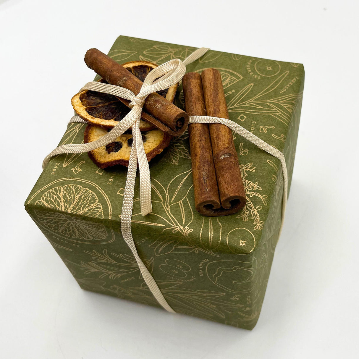Sugar and Spice Olive Gold Gift Wrapping Paper – Festive Eco-Friendly Christmas Wrap