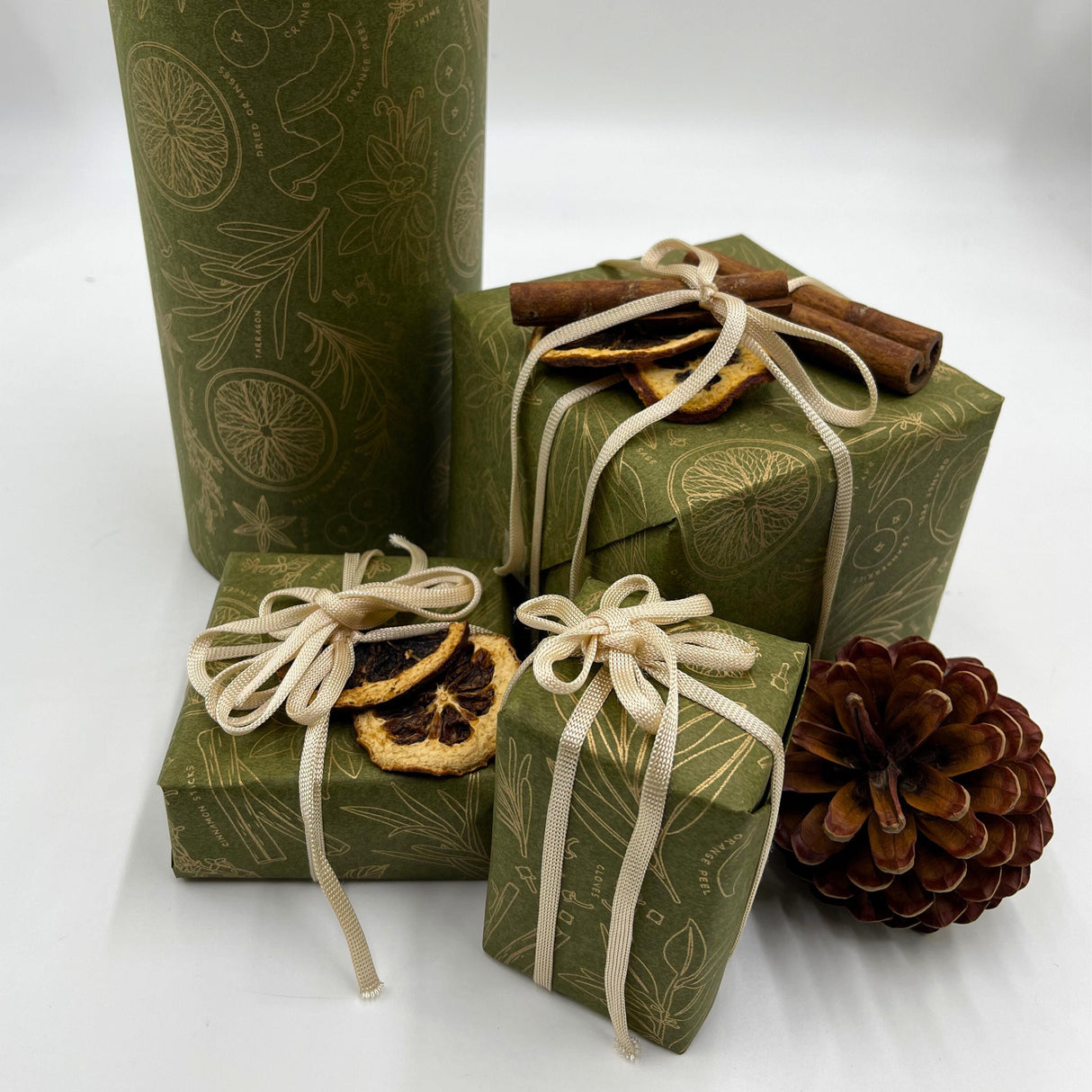 Sugar and Spice Olive Gold Gift Wrapping Paper – Festive Eco-Friendly Christmas Wrap