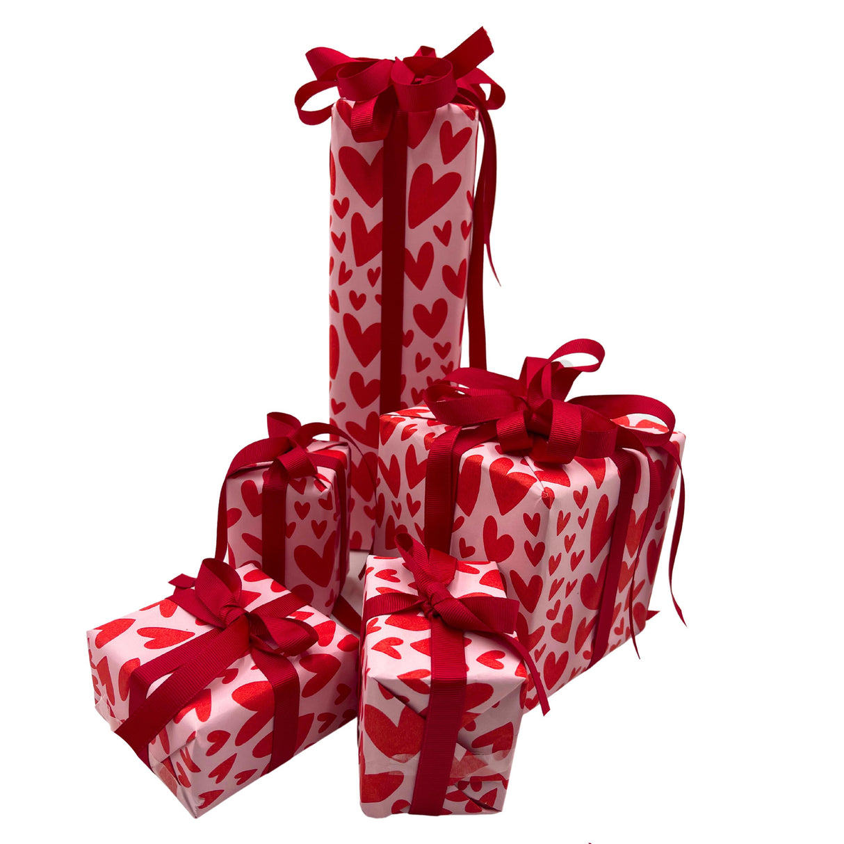 Hearts Red Pink Valentines Day Wrapping Paper 60cm Wide, Eco-Friendly, 80gsm