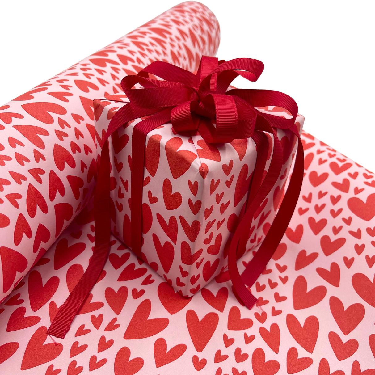 Hearts Red Pink Valentines Day Wrapping Paper 60cm Wide, Eco-Friendly, 80gsm