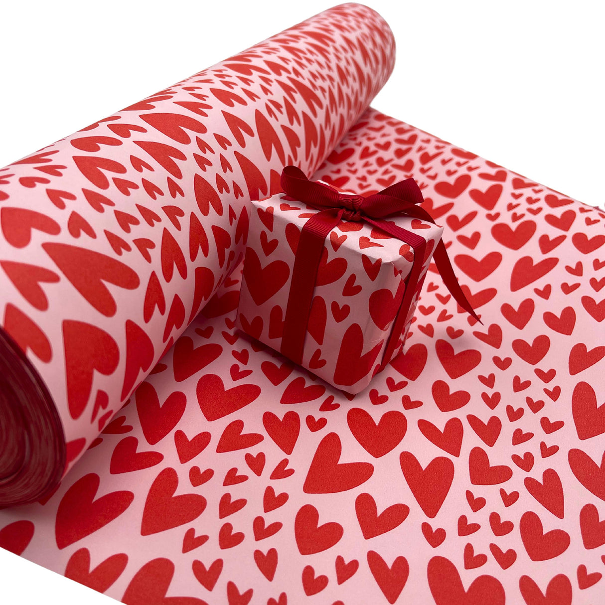Hearts Red Pink Valentines Day Wrapping Paper 60cm Wide, Eco-Friendly, 80gsm