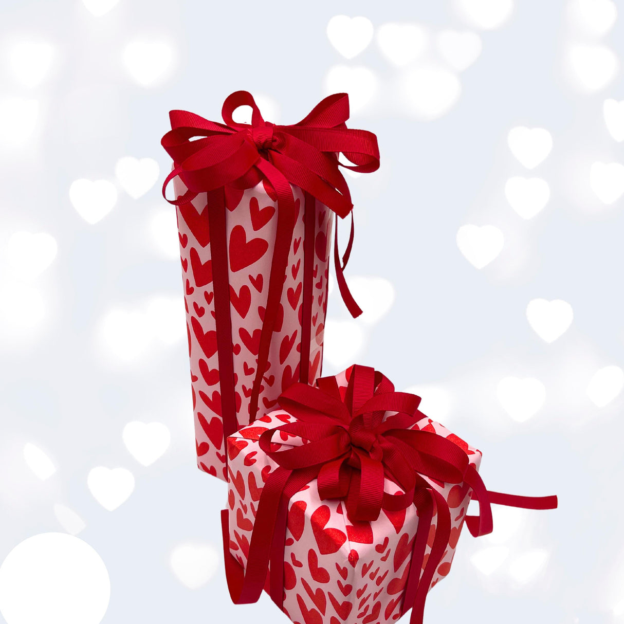 Hearts Red Pink Valentines Day Wrapping Paper 60cm Wide, Eco-Friendly, 80gsm